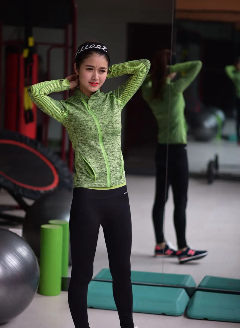 Cheongsam Стенд воротник быстросохнущее фитнес-пальто сегмент окрашенная косая молния спортивная с длинным рукавом Йога Бег дышащая куртка