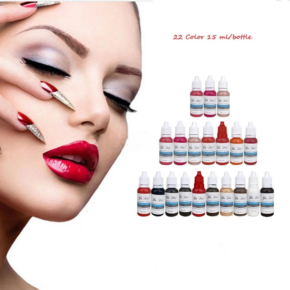 

Professional Makeup Machine Pigments Set 15ml Microblading Pigpigment Eyebrow Lip Make Up 22 Color Tattoo Ink