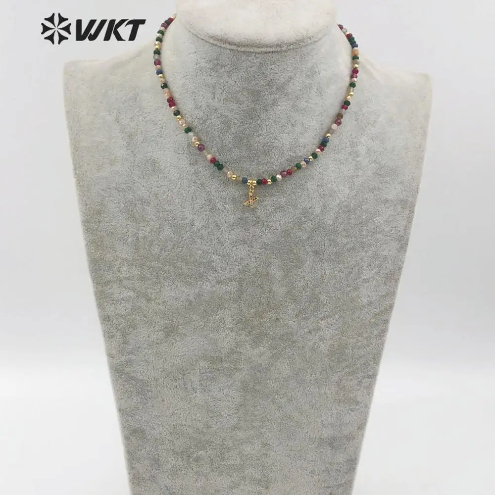 WT-MN959, WKT, разноцветный бисер, ожерелье, кубический цирконий, 26 букв, кулон, ожерелье, подарок для женщин, модное ожерелье, ювелирное изделие