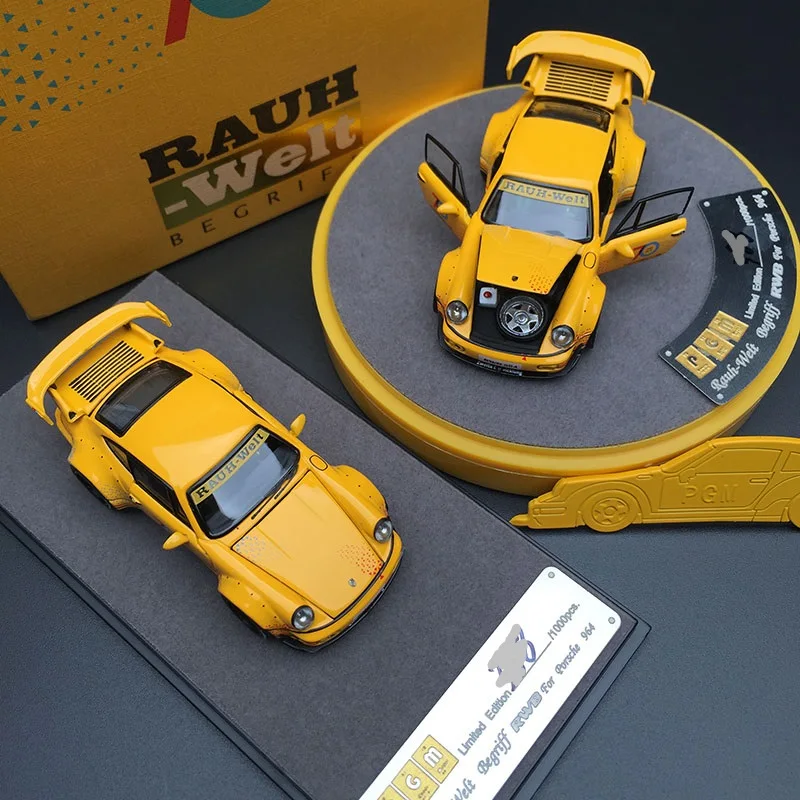 

PGM 1/64 RAUH-WELT RWB 964 Begriff #23 70th Yellow Diecast Model Car