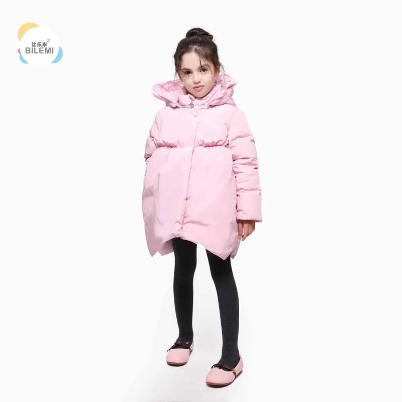 Bilemi/Зимний плотный длинный Детский пуховик с капюшоном для девочек