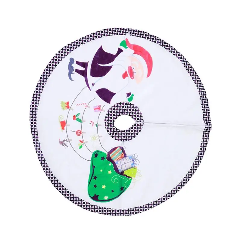 90cm Christmas Tree Skirts Santa Claus Pattern High-Grade Non-Woven Fabric Apron Tree Skirt Mats For Christmas Decorations Party