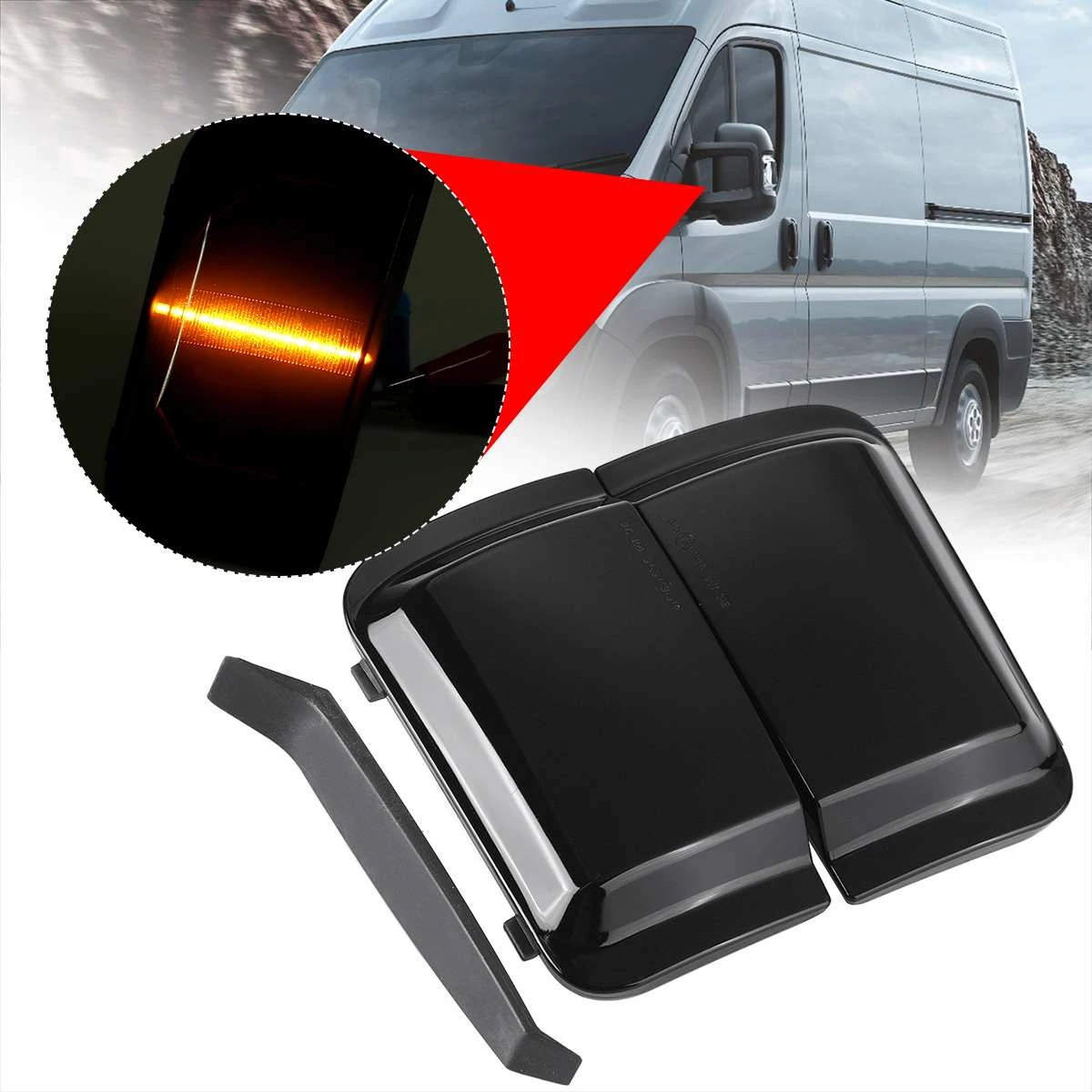 Pair Side Mirror Light Smoke Lens 