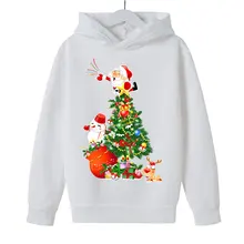 Sudadera con capucha para niño y niña, prenda deportiva informal con estampado navideño, ideal para primavera y otoño, a la moda, 2021