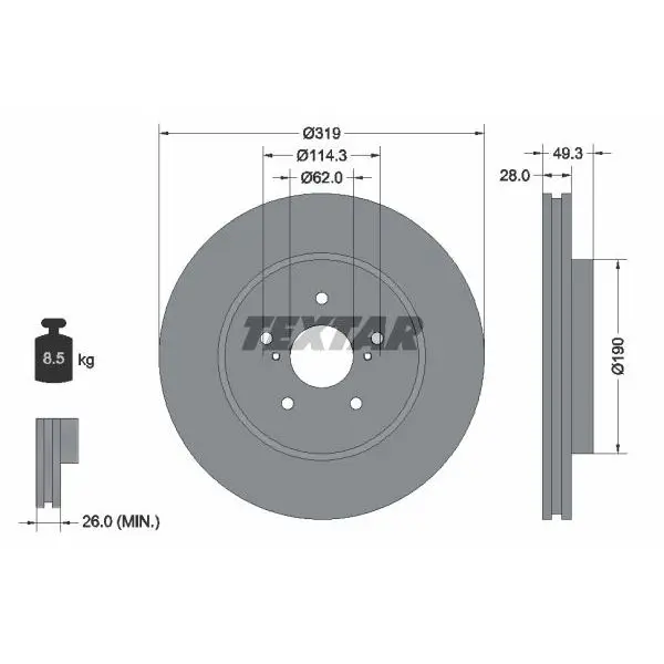 Диск тормозной передний Lexus RX 3.0-4.0, Toyota Harrier 2.4-3.5