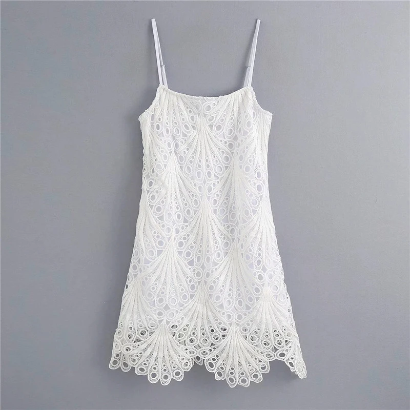 Женские милые кружевные белые летние платья на бретельках 2020 новые модные