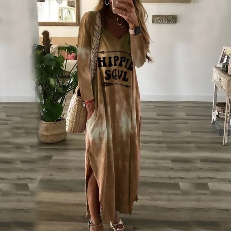 

Bathrobe For The Beach Lace Cover Up Beach Tunics Woman Clothes Output Autumn Winter 2019 New Dyed Alphabet Print Dresses Long