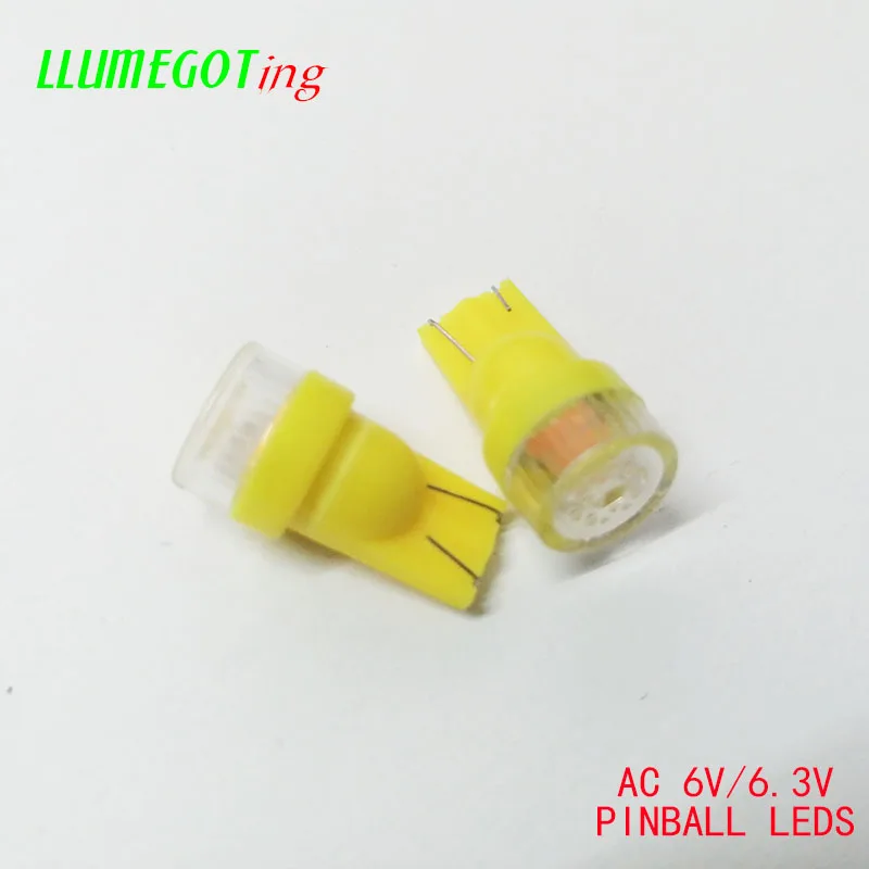 50pcs 플랫 렌 돔 194 T10 555 웨지 1x SMD5050 AC DC 6.3V 6V 여러 색상 비극성 발리 핀볼 게임 기계 LED 전구