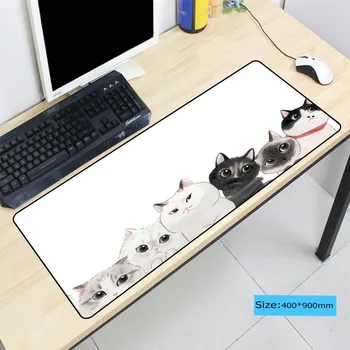 

900x400mm large size Cute Cat anime mouse pad lock edge gaming mouse pad tablets notebook office mouse mats for LOL