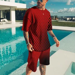 T shirt et Short surdimensionnés pour hommes, ensemble 2 pièces, Vintage, Streetwear, motif créatif, tenue courte, été 