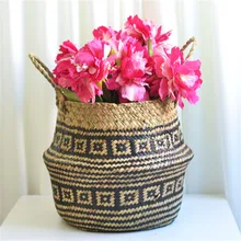 Складная плетеная корзина из водорослей, цветочный горшок, складная корзина для грязной корзины, корзина для хранения, украшения из ротанга для дома