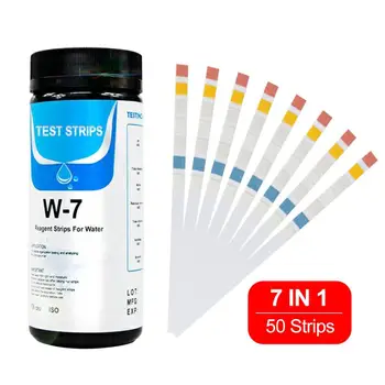 

7-In-1 Swimming Pool Test Paper Residual Chlorine PH Value Alkalinity Hardness Test Strip A Bottle Of 50 Hot Tub Water Quality