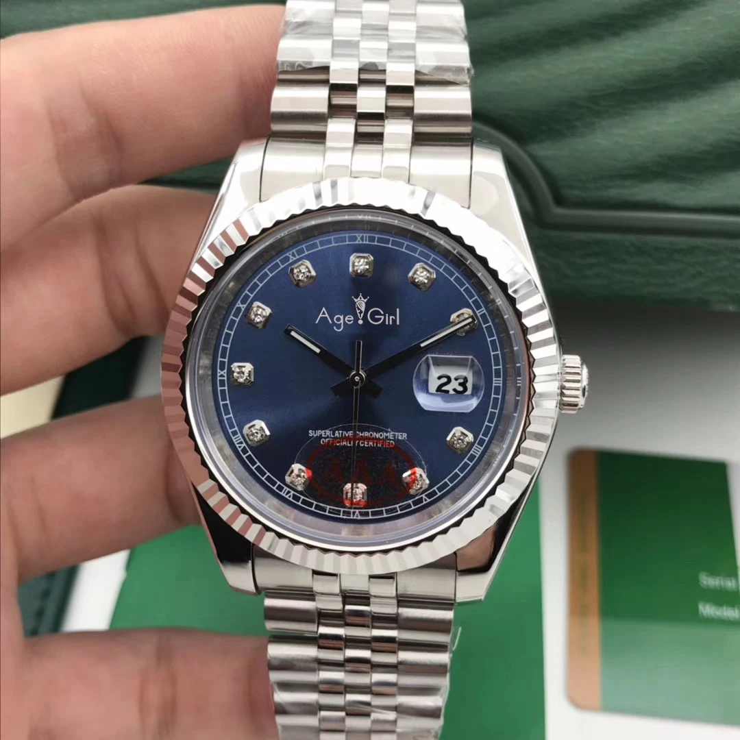 Blue Diamond Роскошные брендовые новые мужские часы Datejust из нержавеющей стали автоматические механические сапфировое стекло черные Синие Серые ЧАСЫ 41 мм AAA - Цвет: Blue Diamond