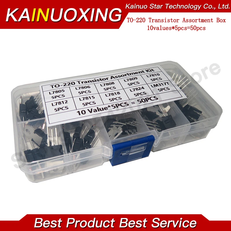 LM317T L7805 L7806 L7808 L7809 L7810 L7812 L7815 L7818 L7824 Transistor Assortment Kit Voltage Regulator Box 50PCS