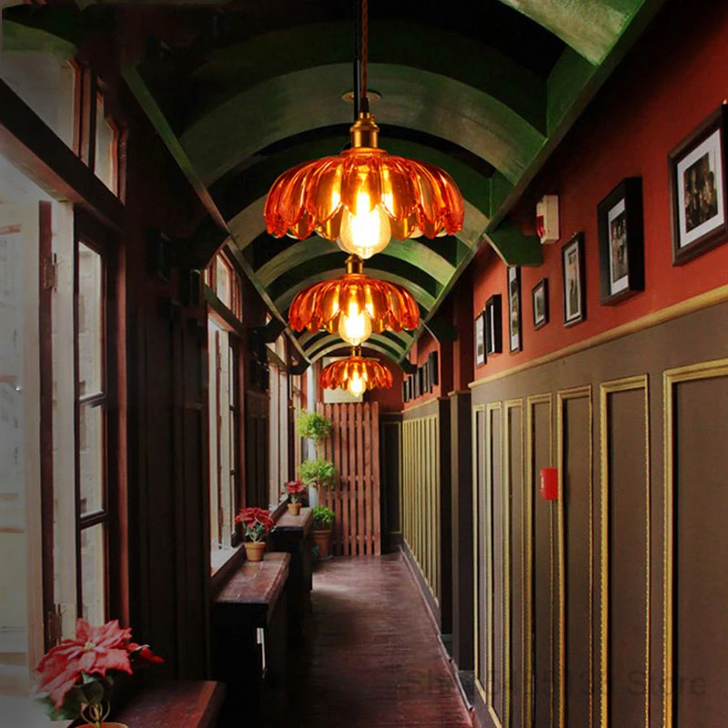 Nórdico com Flores Luminária de Teto Industrial para Decoração de Loft Sala de Estar Bar e Café Luminária Pendente Estilo Suspensa Quarto 3 Luminária pendente estilo nórdico com flores, luminária