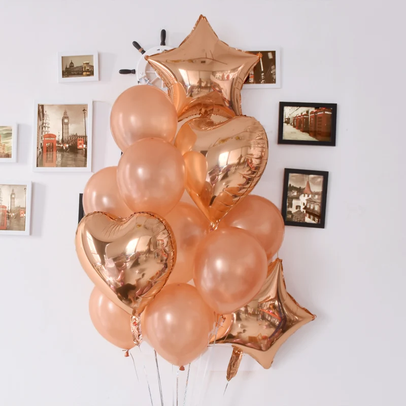 14 шт Смешанные шары с золотыми Конфетти День Рождения украшения металлический шар воздушный шар на день рождения вечерние Декор Звезда Любовь