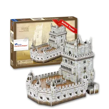Portugal Belem Tower Architect Education 3D Paper DIY Jigsaw Puzzle Model Educational Toy Kits Children Boy Gift Toy 1