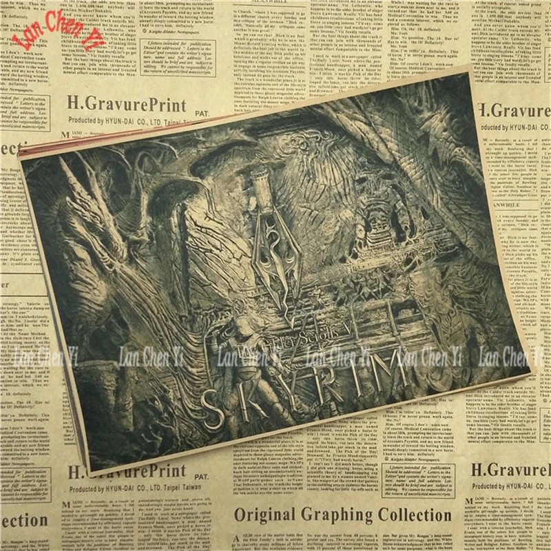 Кофе The Elder Scrolls Skyrim Классическая игра плакат на крафт-бумаге Бар Кафе гостиная столовая картина для декора комнаты - Цвет: Кофе