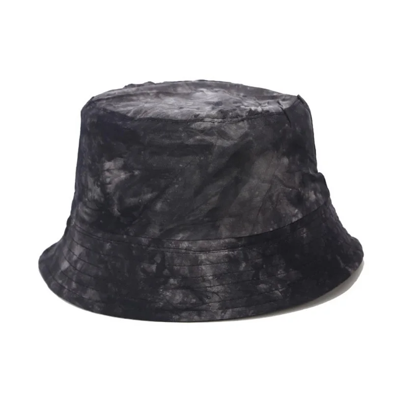 Tie-dyed Ink Painting Pattern Fisherman Hat Men And Women Street Trend Double-sided Wearing Cap Visor Bucket Hat - Цвет: Black