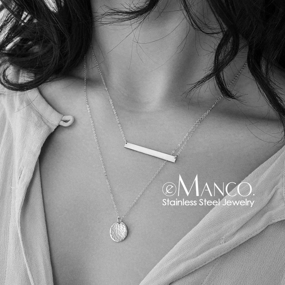 

eManco 316L Stainless Steel Necklace women Simple Bar Choker Necklace for women Custom Name Letter Necklace Jewelry