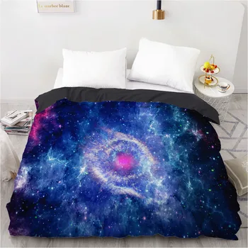 

3D Bedding Set 3 Piece Blanket Case Quilt Covers and Pillowcases Duvet Cover Sets Galaxy King Queen Full Size Black Bed Linens
