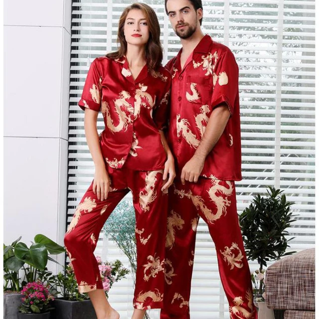 Pajamas Suit Lovers' Print Nightwear Casual 2PCS Pijamas Set