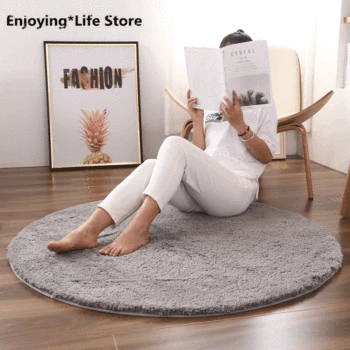 

Household Round Carpet Thickening Computer Chair Mat Bedroom Rug Area Rugs Carpets for Living Room
