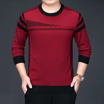 

2020 Men's Autumn New Knitwear Youth round Neck Stripe Thin Type Base Sweater