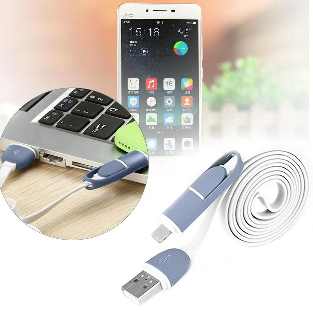 Горячий 2 в 1 USB зарядное устройство Жесткий кабель синхронизации данных для Android iPhone 6/6 S 1m - Цвет: B