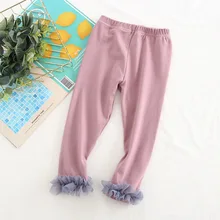 Новинка года; стильные леггинсы для девочек; сезон весна-осень Детская тонкая хлопковая верхняя одежда в западном стиле с оборками