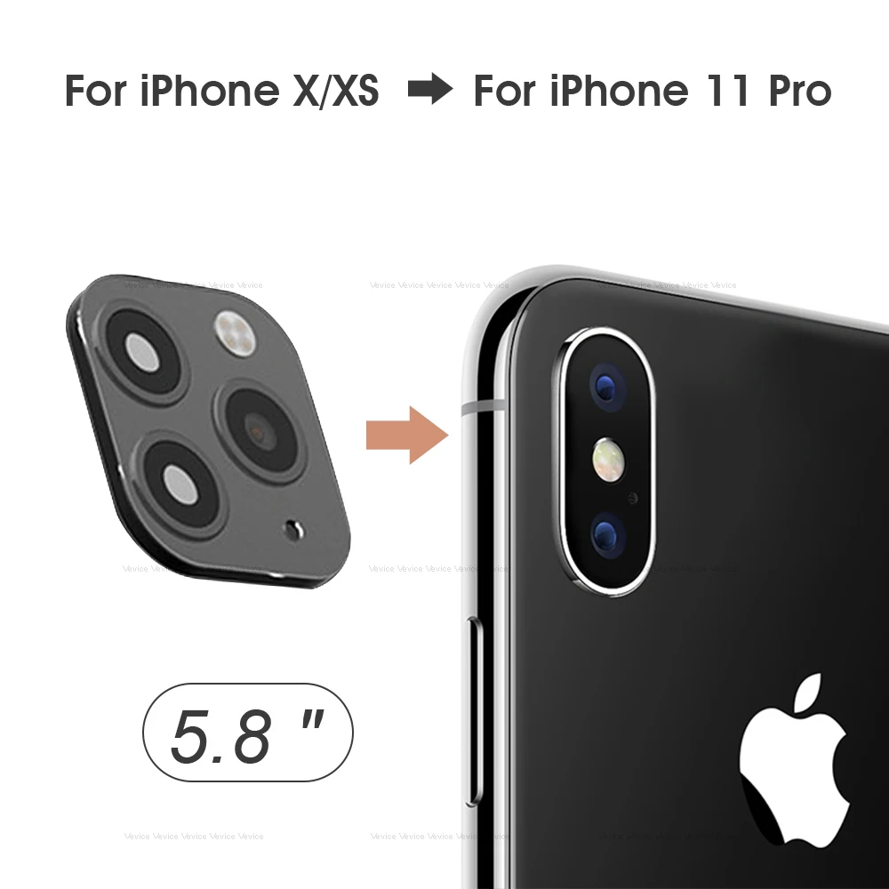 Black For X XS Сменная Крышка для объектива камеры для iPhone 11 Pro Max металлическая наклейка кольцо для камеры для iPhone X Xs XR XS Max Защита объектива - Цвет: Black For X XS