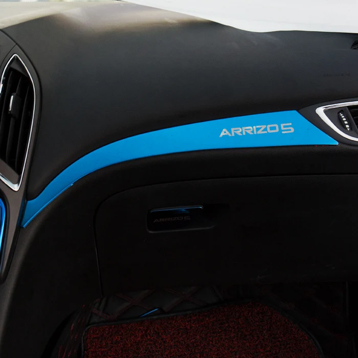 blue 1pcs Для Chery ARRIZO5 ARRIZO 5 Центральная контрольная полоса из нержавеющей стали приборная панель в контрольной яркой полосе декоративные блестки - Цвет: blue 1pcs