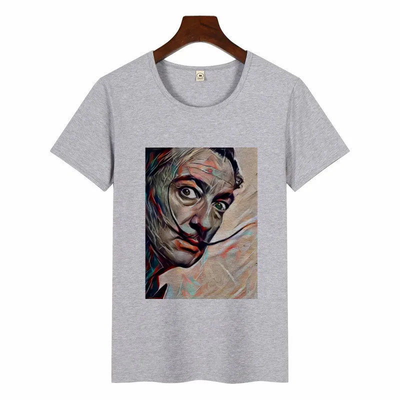 p1475F-grey Забавная футболка Salvador Dali Surreal Art эстетические футболки с принтом модная повседневная футболка с круглым вырезом Harajuku топы с короткими рукавами футболка - Цвет: p1475F-grey