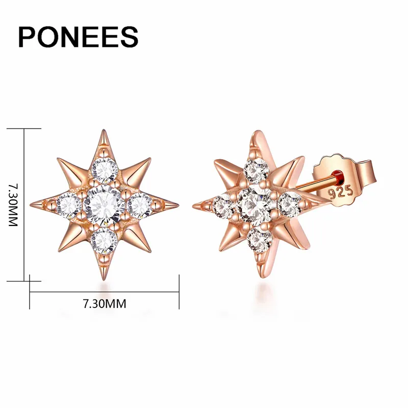 Ponees серьги-гвоздики-серьги ювелирные изделия из жемчуга 925 великолепные браслеты из стерлингового серебра с серебряными звездами висящие серьги-циркония Для женщин Милые простые