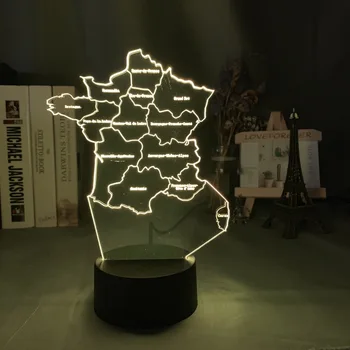 

Acrylic Led Night Light France Map for Home Decoration Touch Sensor Colorful Nightlight Unique Desk 3d Lamp Map of France