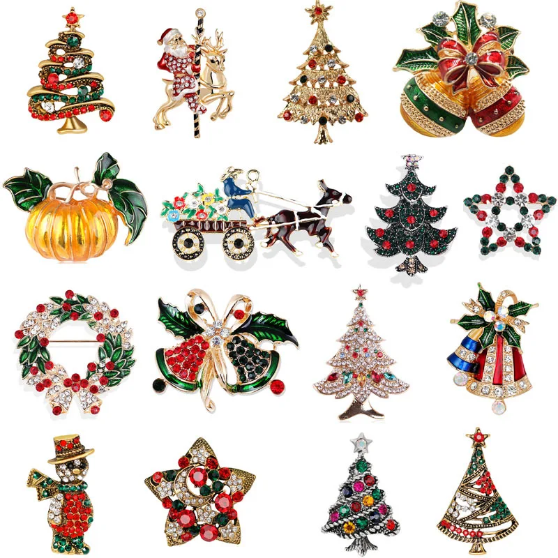 

Ruan Hao Christmas Brooch Christmas Tree Santa Claus Brooch Boots Snowman Sleigh Bell Oil Drop Corsage