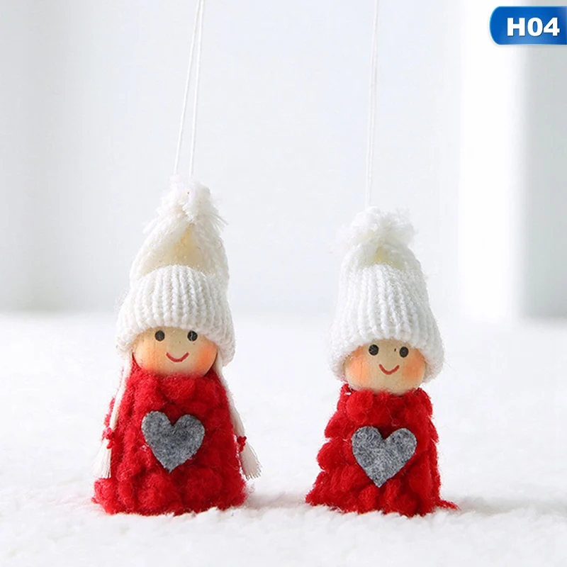 2 шт./компл. Merry Christmas шерстяного фетра пара маленькая кукла милая Пижама с рождественским принтом, пижама подвесное украшение праздничные вечерние год поставки украшения