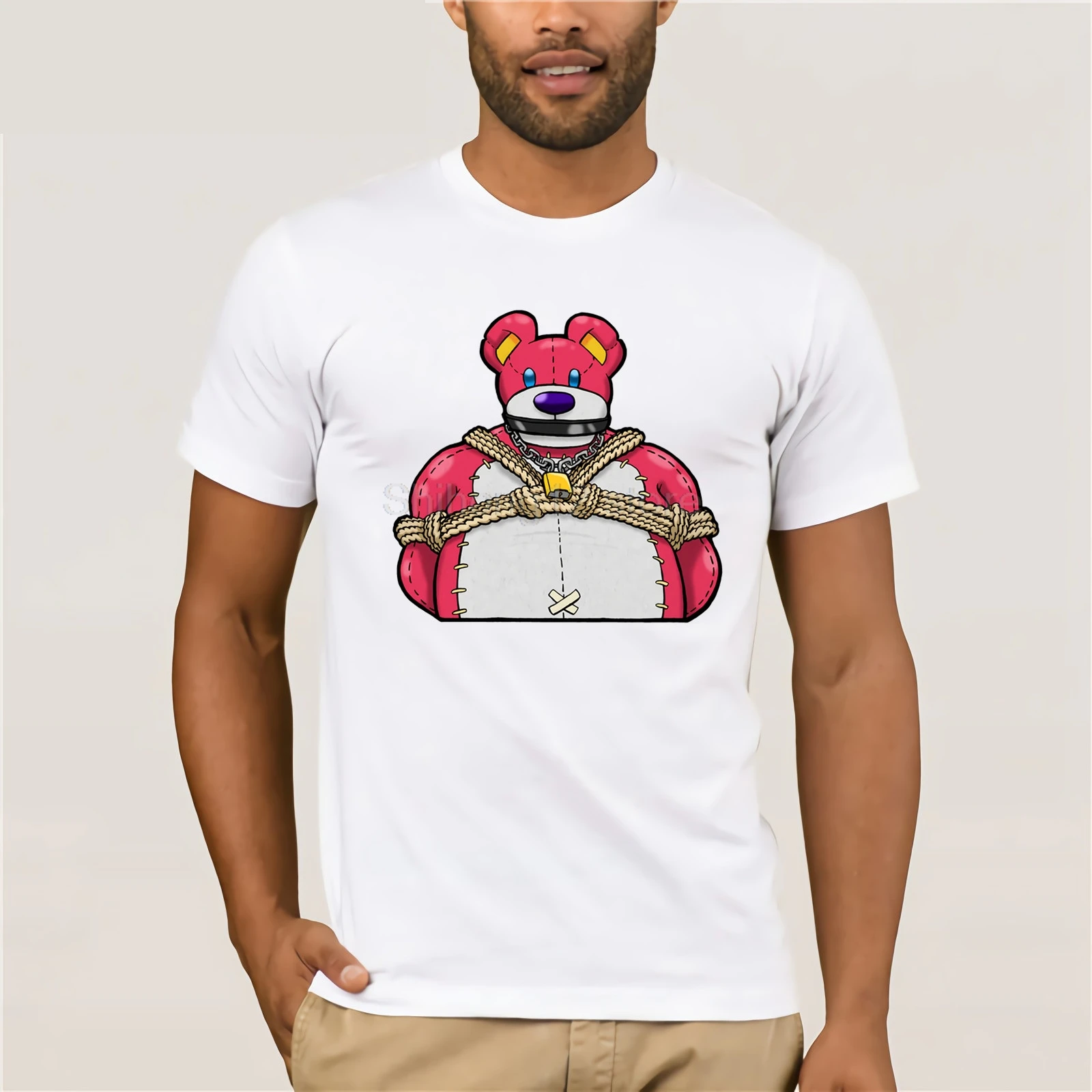 gay Kinky Bear T-Shirt Men's 2020 Fashion Style Summer Print Top 100% Cotton Shirt | Мужская одежда