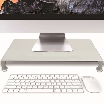 

Besegad Aluminum Alloy Monitor Riser Stand Display Base with Keyboard Mouse Storage Slots for Apple iMac MacBook Computer Laptop