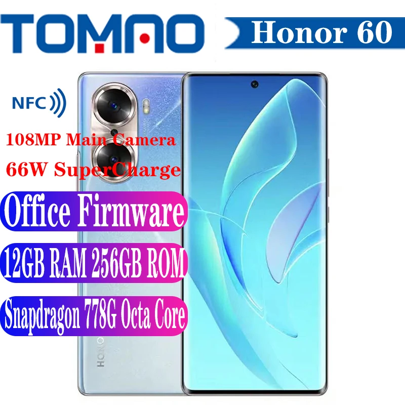 2021 New Honor 60 5G Mobile Phone Android 11 Snapdragon 778G 6.67" 120Hz 4800mAh Battery 66W Super Charge 108MP Main Camera NFC laptop ram