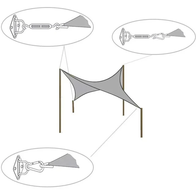 22Db/Szett 5 Mm -Es Árnyékos Vitorla Előtető Tartozék 304 Rozsdamentes Acélból Készült Hardverkészlet Turnbuckle Pad Eye Carabiner Clip Hook Csavarok Ezüst - Image 5