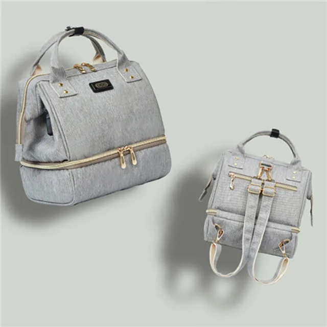 Linen ash TI157 Fashion Mummy Diaper Bag Large Capacity Mom Bag Thermal Insulation Travel usb Backpack Small Handbag For Baby Care - Цвет: Linen ash TI157