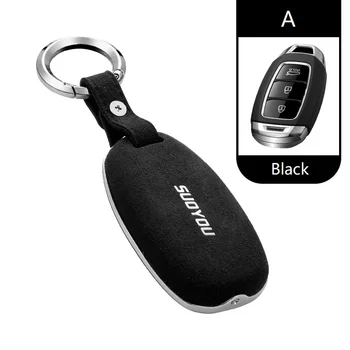 

Genuine Leather Galvanized Alloy Car Key Case Cover For Hyundai i30 Ix35 Solaris Azera Elantra Grandeur Ig Accent Santa Fe Verna