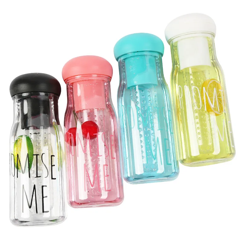 Water Bottles Cute Mushroom head Glass Water Bottle Water Cup Flower Tea Fruit Cup Plastic Cup Creative Gift for Students X