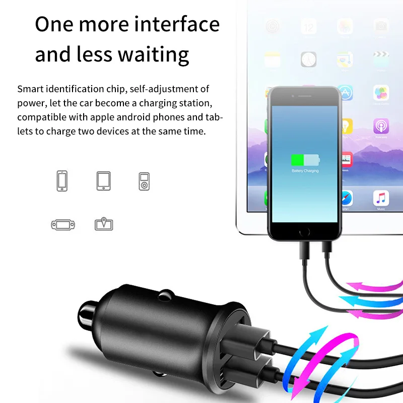 Новое автомобильное зарядное устройство для Xiaomi для Iphone для Ipad двойное автомобильное зарядное устройство USB быстрая зарядка двойной USB автомобильный адаптер для телефона Автомобильная вилка