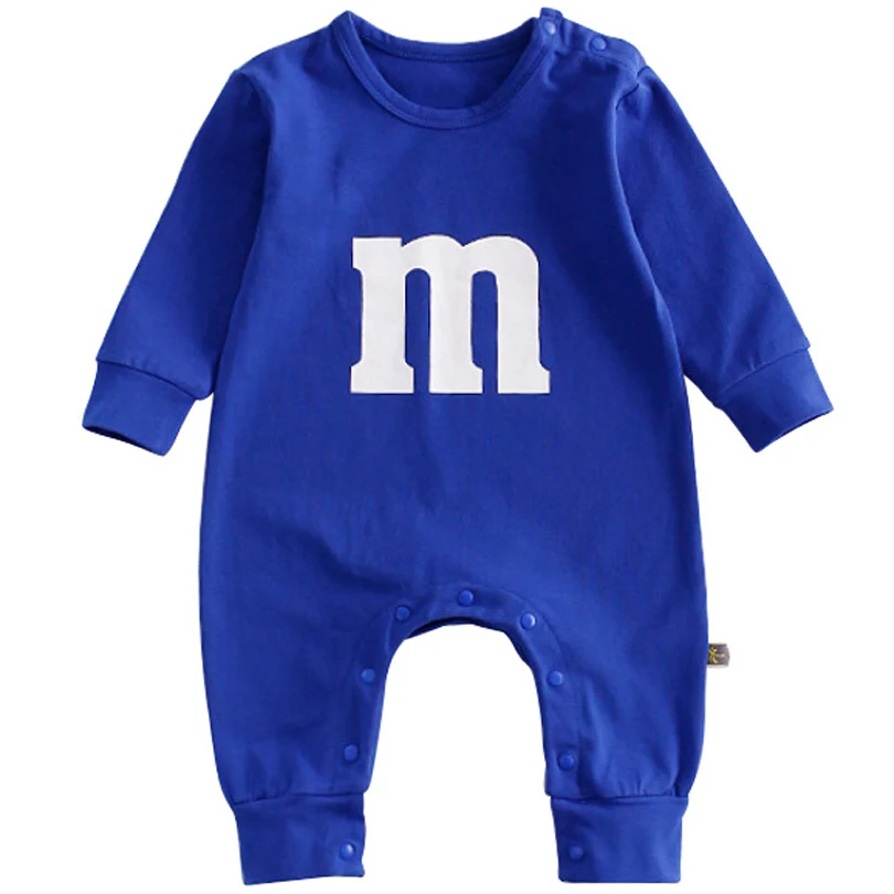 New Fashion Baby Boy Girl Letter M Romper Newborn Kids Long Sleeve Cartoon Printing Jumpsuit Casual Infant Clothing Outwear