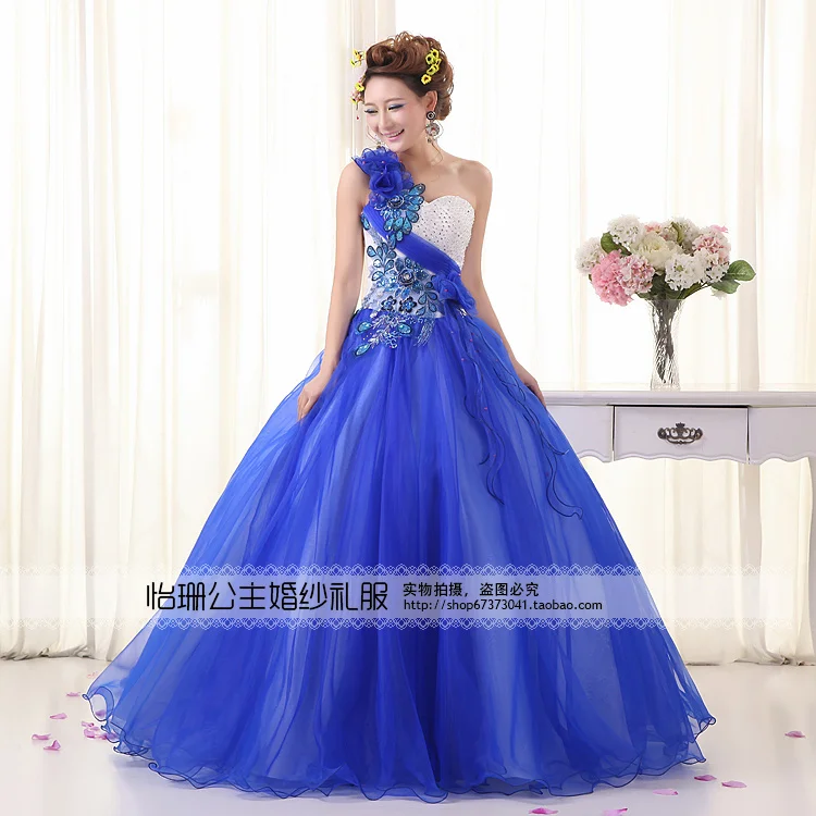 Элегантное Vestidos De 15 Anos Новое поступление одно плечо Королевское голубое праздничное платье вечернее выпускное платье бальные платья