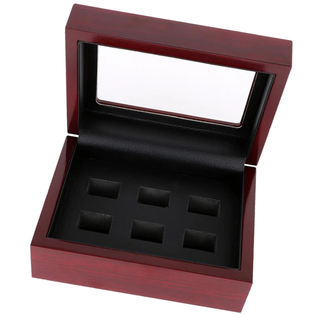 Wine Red 6-Hole Винный красный деревянный ящик Органайзер Портативный 12x16x7 см размер путешествия 2-6 отверстие случае Чемпионат Спортивное кольцо - Цвет: Wine Red 6-Hole