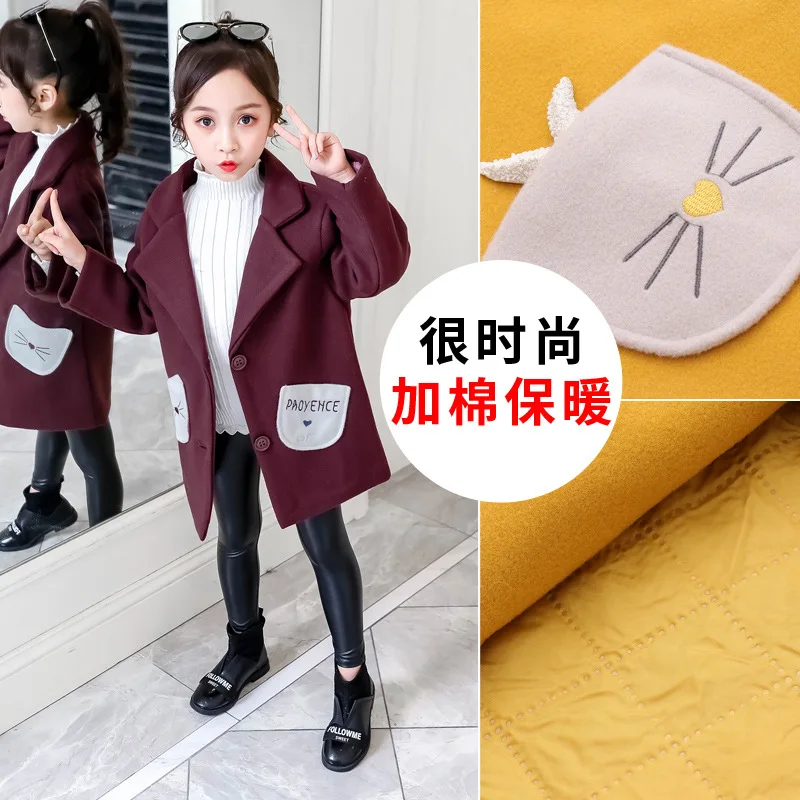 

Children's 2020 Autumn and Winter Style All-match Woolen Cloth Coat Long Plaid Coat Children's Clothing Girl's Woolen Cloth
