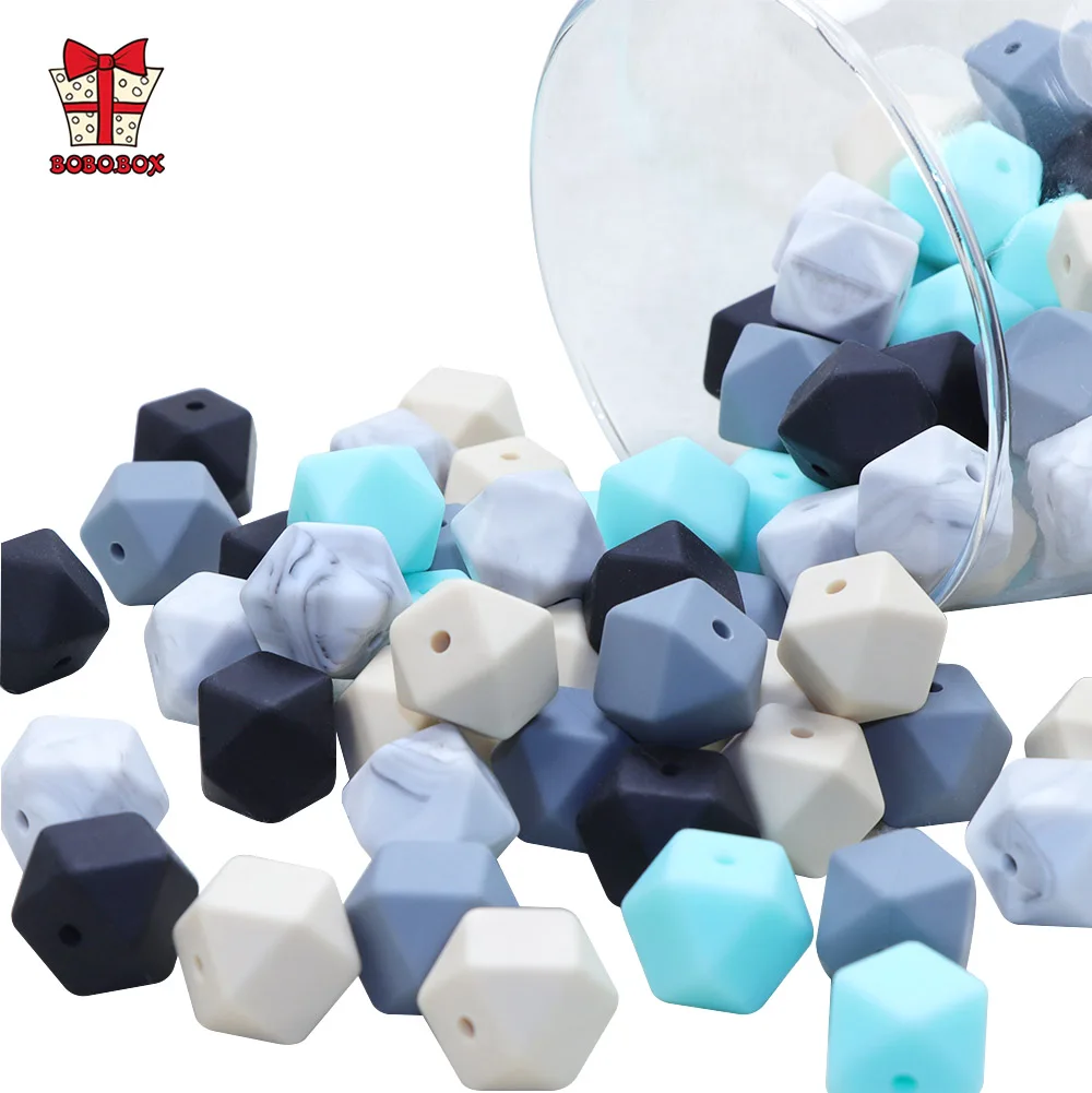 14mm Hexagon Silicone Beads Teething Baby Teether Toy teething toys baby teething toys silicone teething toys silicone beads silicone teething beads silicone teether Food Grade Baby Nursing shower Gift Necklace Pacifier Chain 10pcs BOBO.BOX